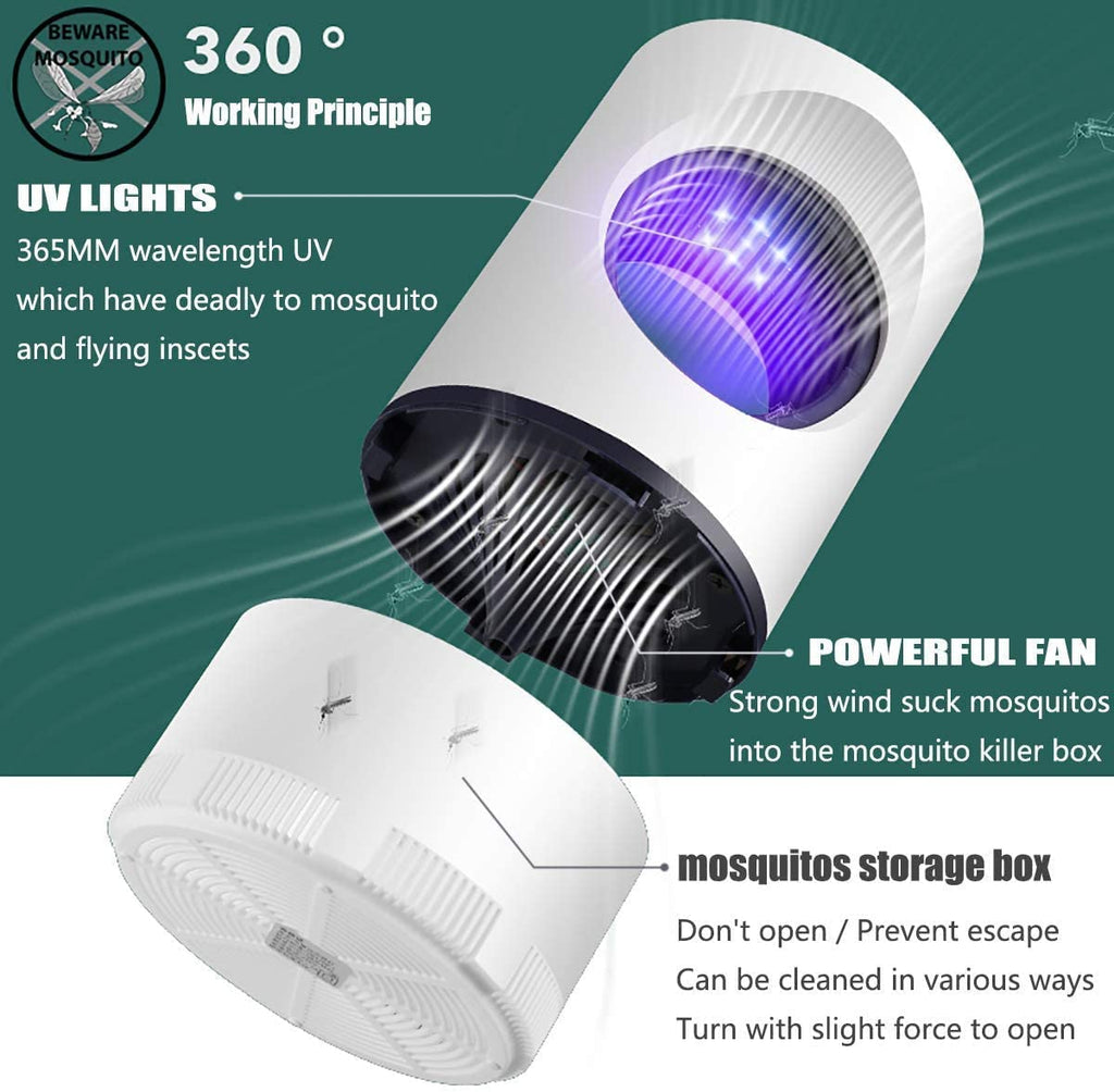 BRIRILINE Bug Zapper, Electric Mosquito & Fly Zappers/Killer - Insect Attractant Trap Powerful Bug Zapper Light, Hangable Mosquito Lamp for Home, Indoor, Outdoor, Patio (White)