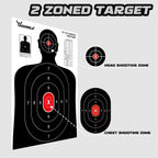 Shooting Range Silhouette Paper Target - 23X35 Inches - Suitable for Handguns, Rifles, Airguns, BB Guns (20 Pack, White & Black)