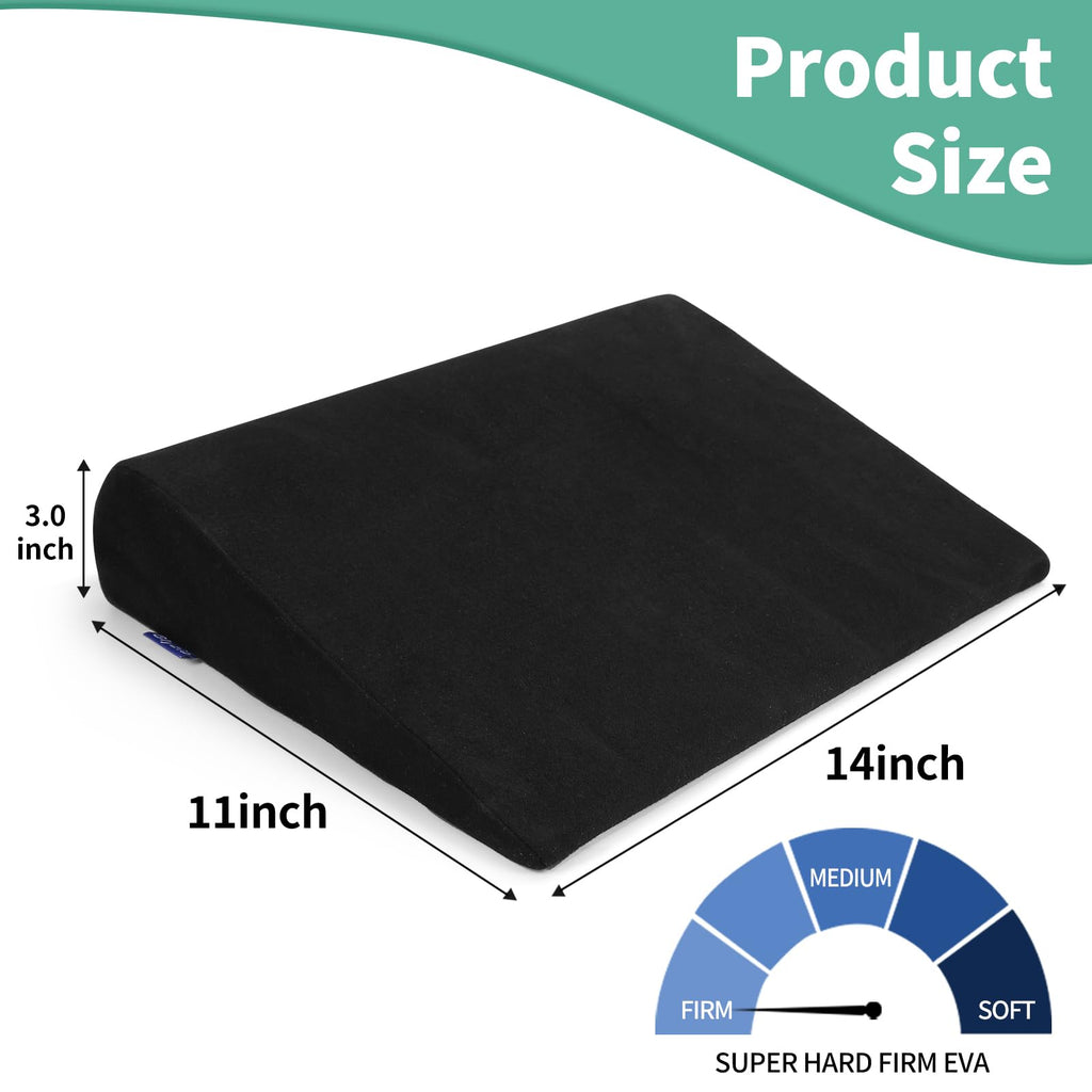Glyzia Wedge Cushion for Butt Lift Women, Hard-Firm EVA Foam for Lift HIPS Up Fitness Training, Non-Slip Seat Cushion Pads for Desk Chairs, Car Seats, 14"x 11", Black