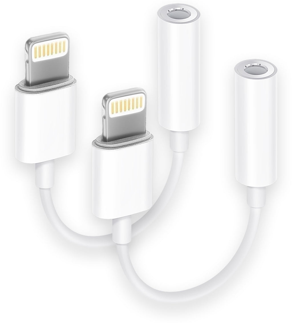 [Apple MFi Certified] 2 Pack Lightning to 3.5 mm Headphone Jack Adapter, iPhone Aux Adapter Converter Dongle Audio Cable Compatible with iPhone 14 13 12 11 X XS 8 7