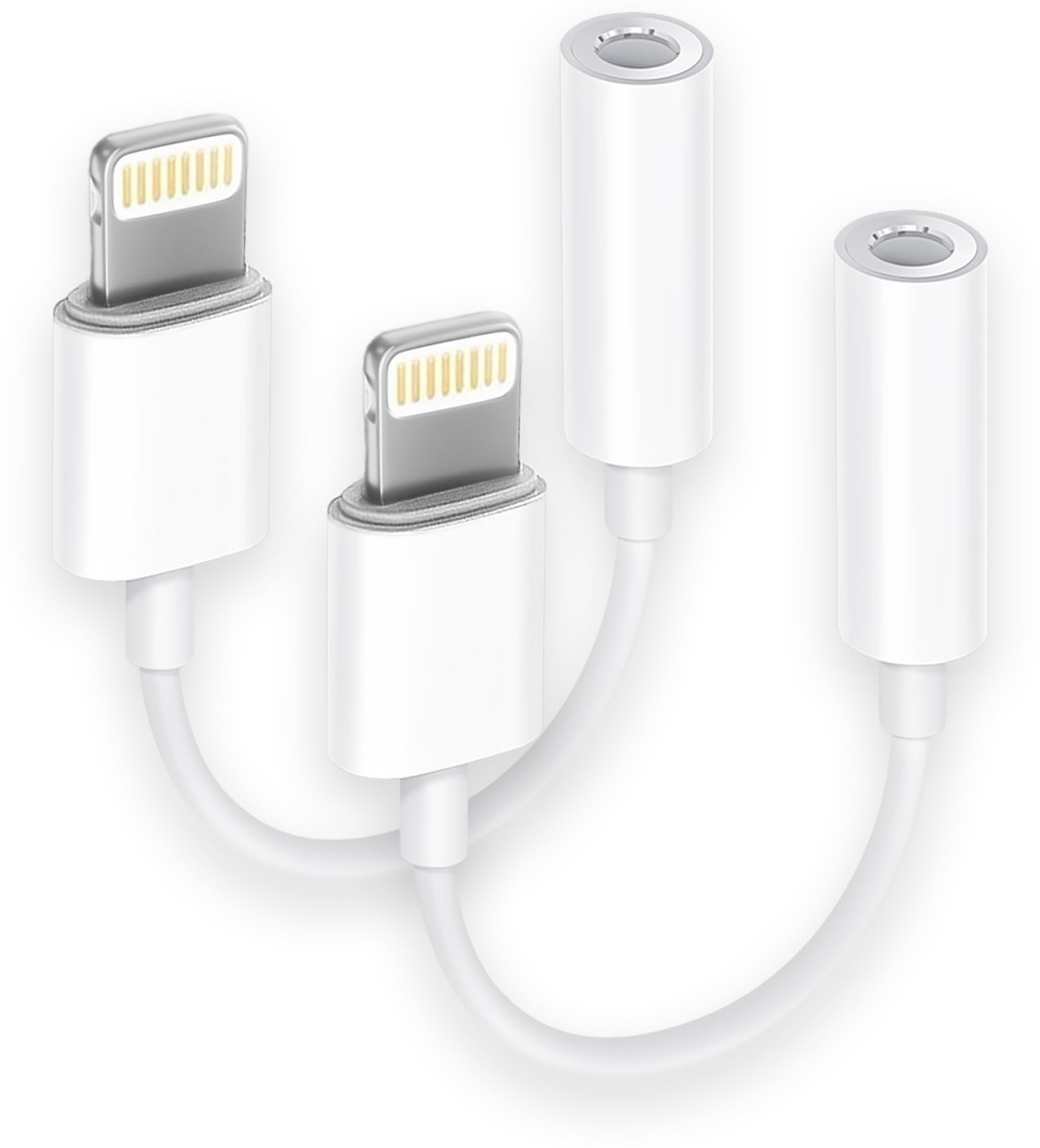 [Apple MFi Certified] 2 Pack Lightning to 3.5 mm Headphone Jack Adapter, iPhone Aux Adapter Converter Dongle Audio Cable Compatible with iPhone 14 13 12 11 X XS 8 7