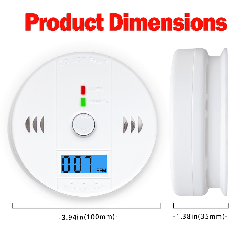 3 Pack Carbon Monoxide detectors,co Detector,Carbon Monoxide Alarm,co2 Detector Battery Powered with LCD Display,Carbon Monoxide Detector,UL2034 Standards,for Home