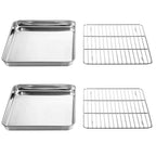 Wildone Baking Sheet with Rack Set [2 Sheets + 2 Racks], Stainless Steel Cookie Pan baking Tray with Cooling Rack, Size 12 x 10 x 1 Inch, Non Toxic & Heavy Duty & Easy Clean