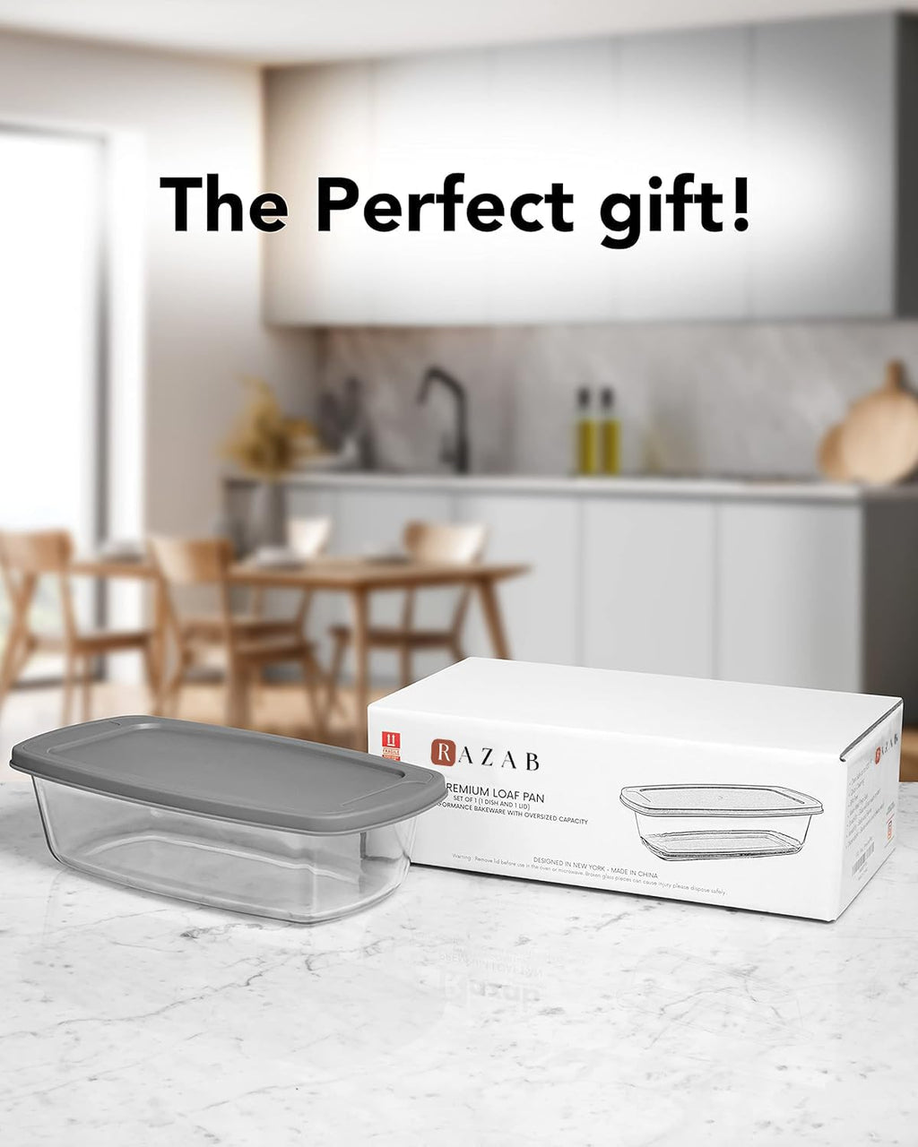 Razab LARGE 7.6 Cups/1800 ML/1.9 Qt Glass Loaf Pan with Lids - Meatloaf Pan BPA free Airtight Lids Grip Handle Easy Carry, Microwave and Oven Safe - Loaf Pans For Baking Bread, Cakes, Glass Loaf Pan
