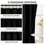 MIULEE 36 Inch Short Blackout Curtains Set of 4, Over Sink Kitchen Tier Curtain Thermal Insulated Privacy Drapes Mini Top & Bottom Rod Pocket Cafe Curtains for Small Windows Bathroom RV, Black