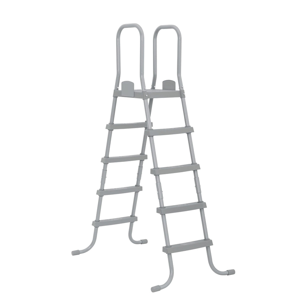 Bestway Flowclear 52 Inch Versatile Metal A Frame Above Ground Swimming Pool Ladder with Heavy Duty Plastic Double Sided Steps