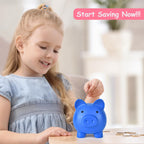 PJDRLLC Piggy Bank, Unbreakable Plastic Money Bank, Coin Bank for Girls and Boys, Medium Size Piggy Banks, Practical Gifts for Birthday, Easter, Christmas (Dark Blue)