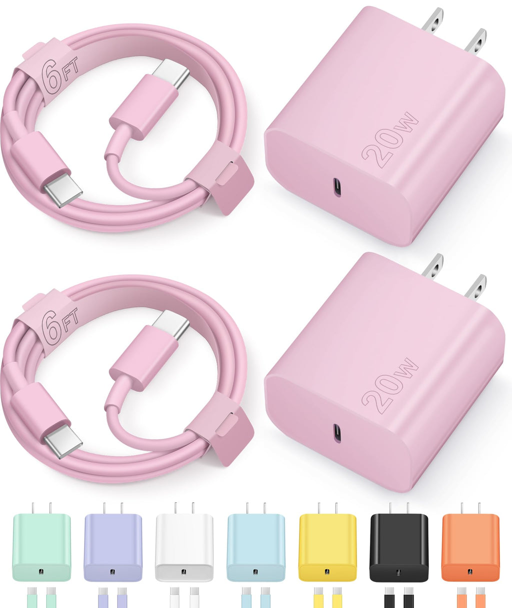 iPhone Charger, Fast Charging USB Type C ,Charge Block for iPhone 16,16 Plus, 16 Pro Max, 15, 15 Pro Max, iPad Pro/AirPods , Pink