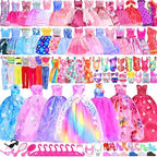 71 Pack Doll Clothes and Accessories - 5Princess Dress 9 Fashion Dress Cloth 3 Top and Pants 3 Bikini Swimsuits 20 Shoes 28 Other Doll Accessories Size Suit for 11.5 Inch Dolls