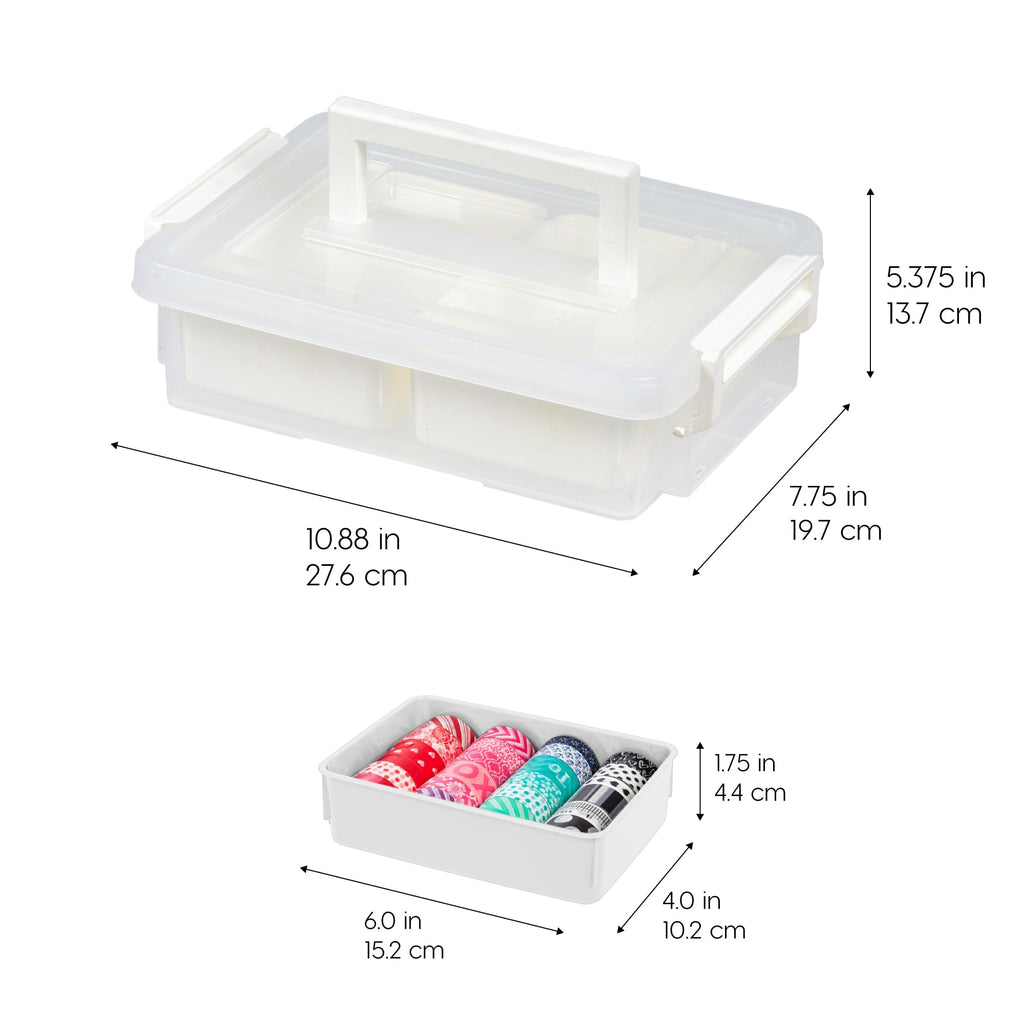 IRIS USA 1 Qt. Plastic Storage Bins with Lids, 4 Pack, Craft Storage Container, Sensory Bin, Organizing Containers for Home, Office & Art Supplies, Stackable, White