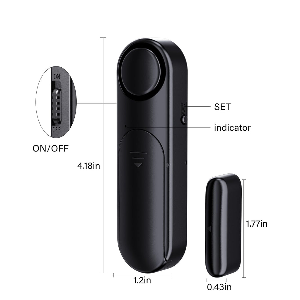 Door Alarms with Remote When Opened 2-Pack, 120dB Door/Window Opening Sensor for Kid Safety/Home Security, House/Apartment/Business Entry/Pool Sliding Door, Monitor Alert for Dementia/Elderly, Black