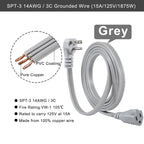 KUNCAN Appliance Power Extension Cord - 3 Prong Flat Wire SPT-3 14 AWG Heavy Duty Male to Female Extender Low Profile Grounded Cable for Major AC Unit, Air Conditioner, Refrigerator (9 Feet)