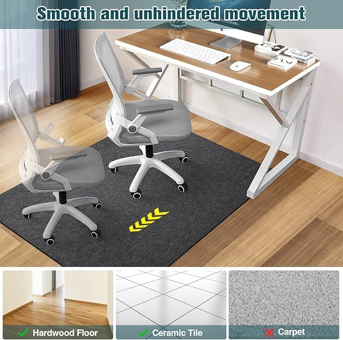 Placoot Desk Chair Mat for Hardwood Floor & Tile 55"x63" Office Chair Mat for Rolling Chairs Large Anti-Slip-Recyclable Material Computer Chair Mat Rug