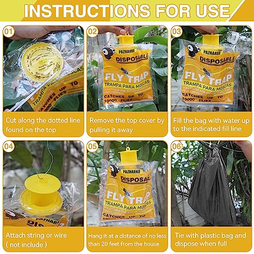 Fly Traps Outdoor Fly Traps Bag Fly Catchers Outdoors Upgraded 40g Bait. Stable Horse Ranch Fly Trap. Disposable Fly Traps Outdoor Hanging Fly Killer 4 PCs…