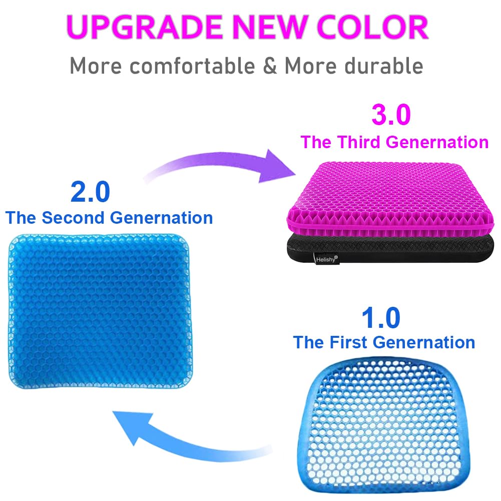 Gel Seat Cushion, Double Thick Egg Gel Cushion for Pressure Pain Relief, Breathable Wheelchair Cushion Chair Pads for Car Seat Office Chair (Violet)