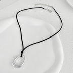 Statement Modern Geometric Hollow Square Pendant Rope Chain Necklace for Women Bold Fashion Layering Collarbone Jewelry Party Wear Accessory (Silver A)