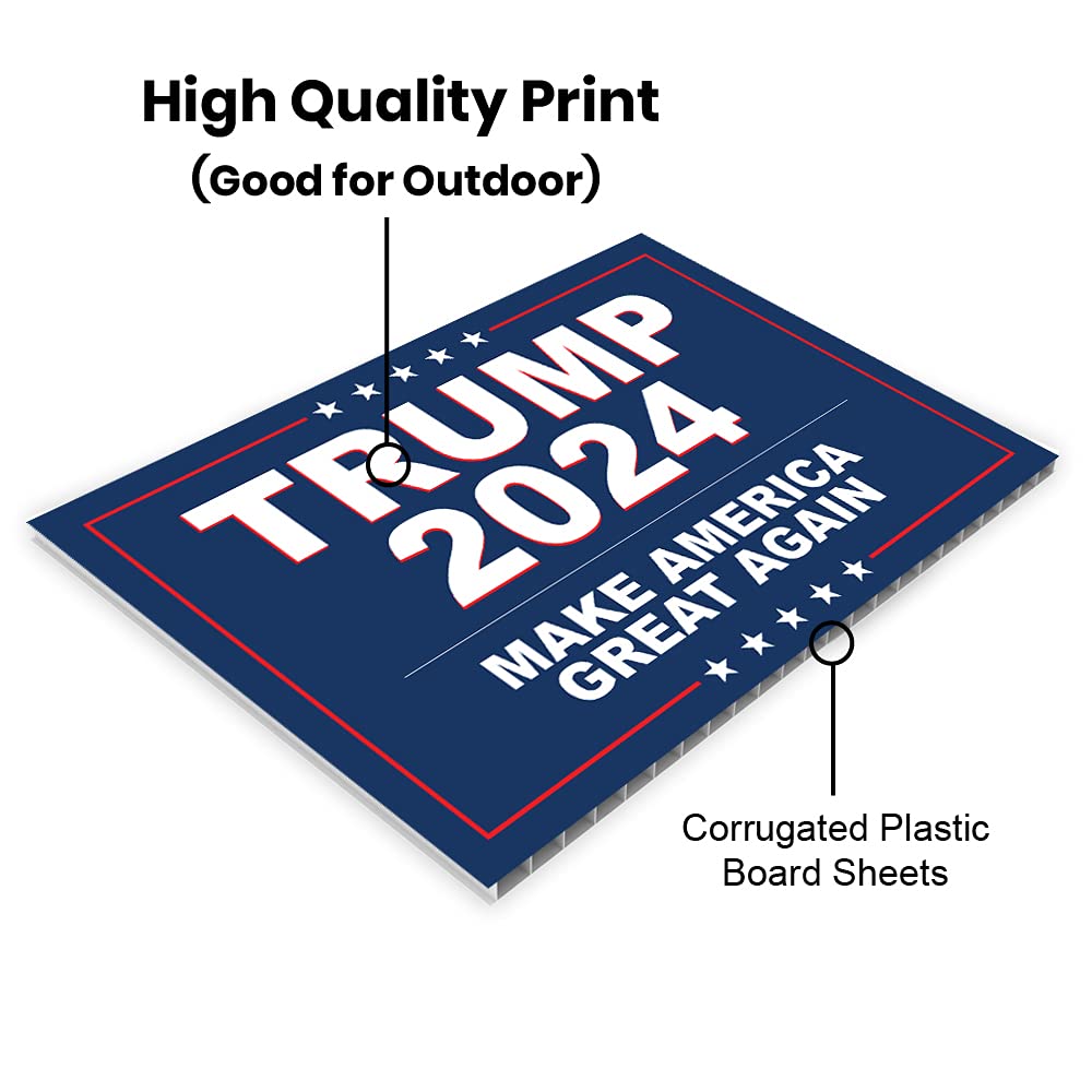 Trump 2024 Yard Sign, Trump Signs for Yard, 12" x 18" inches Double Sided with H-Metal Stake, Trump 2024 Signs for Yard, Maga Yard Sign, Trump Signs, Donald Trump Yard Sign, Trump Lawn Sign