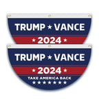 2 Pcs Trump Vance 2024 Half Fan Flags Trump Take America Back Half Fan Bunting Flags Voted for Trump Semi-Circular Flags With Brass Grommets Decoration for Outdoor Fence Decorations