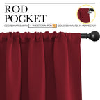 NICETOWN Christmas Burgundy Blackout Curtains and Drapes - Thermal Insulated Solid Rod Pocket Blackout Draperies/Panels for Gift (1 Pair, 42 by 63 inches, Burgundy Red)