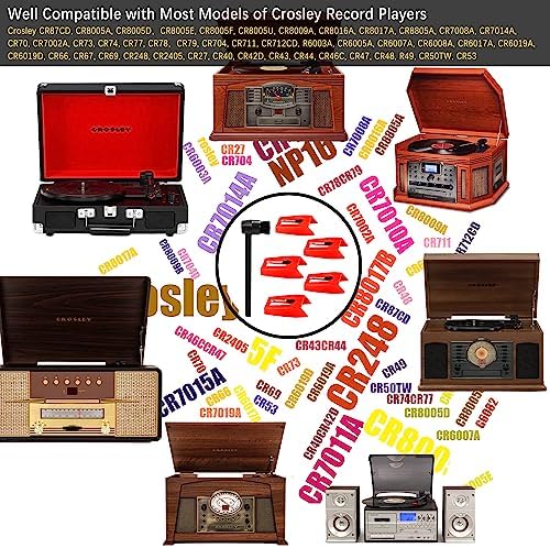 5 Pack Vinyl Record Player Needles Replacement for Crosley Victrola ION Jenson Boytone York-Yorx, Turntable Record Needles with Stylus Cleaner Brush Kit for Phonograph