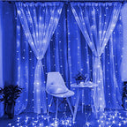 Twinkle Star 300 LED Window Fairy Curtain String Lights for Halloween Christmas Wedding Party Home Garden Bedroom Outdoor Indoor Wall Decoration (Blue)