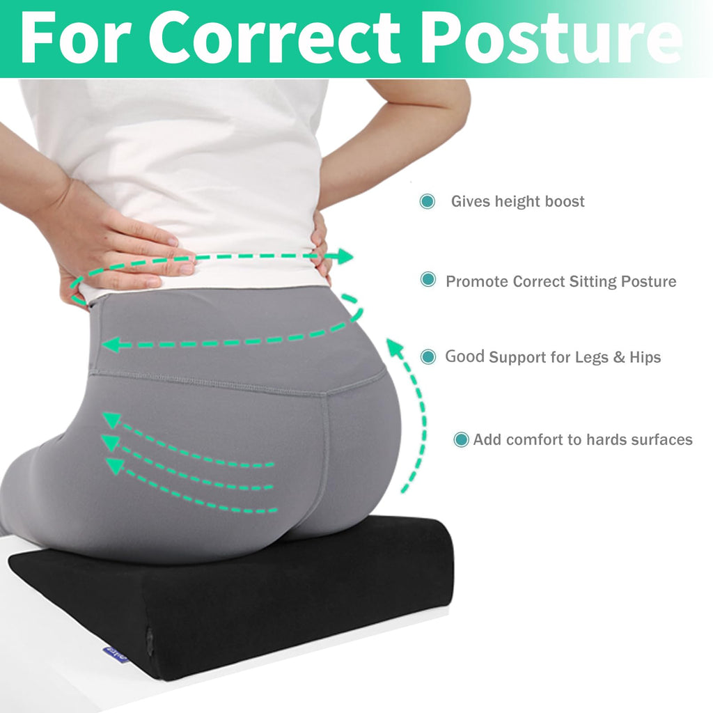 Glyzia Wedge Cushion for Butt Lift Women, Hard-Firm EVA Foam for Lift HIPS Up Fitness Training, Non-Slip Seat Cushion Pads for Desk Chairs, Car Seats, 14"x 11", Black