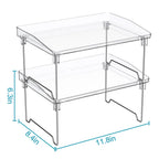 2 Pcs Cabinet Organizer Shelf, Stackable Kitchen Counter Shelves, Spice Rack,Countertop Organizers, Clear Plastic Storage Shelves Rack for Makeup,Bathroom,Cupboard,Desk,Pantry Organization