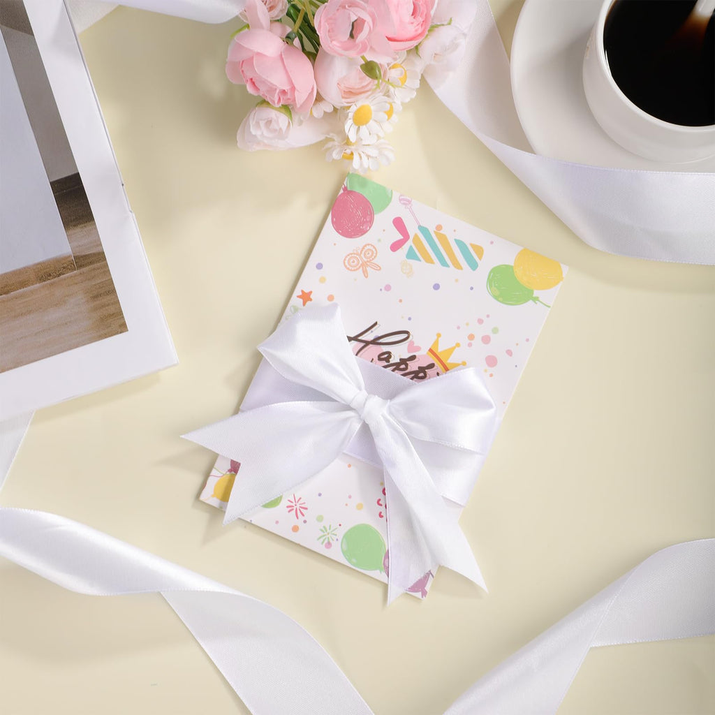 White Ribbon, 120 Yards 1-1/2 inch White Satin Ribbon Stocking Stuffers for Gift Wrapping Flower Bouquet Bow Making Wedding Party Christmas Decorations
