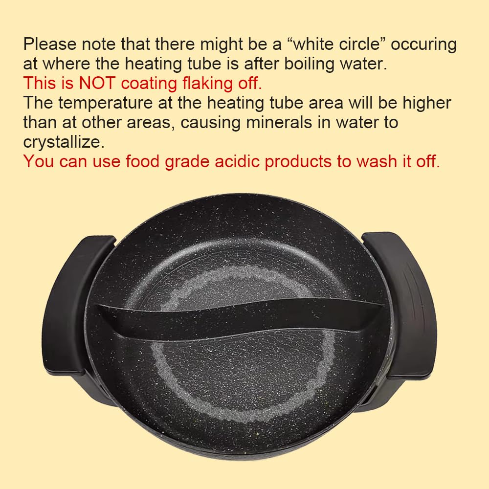 Electric Hot Pot with Divider Hotpot Pot Electric Cooker Shabu Shabu Pot 110V Non-Stick 6L BPA FREE Fondue Chinese Hot Pot