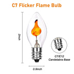 SUNSGNE C7 Flicker Flame Light Bulbs, 1 Watt Clear Chandelier Flickering Decorative Bulb Halloween Christmas Party Indoor Outdoor Decorations with Orange Glow, E12 Candelabra Base, 25 Pack