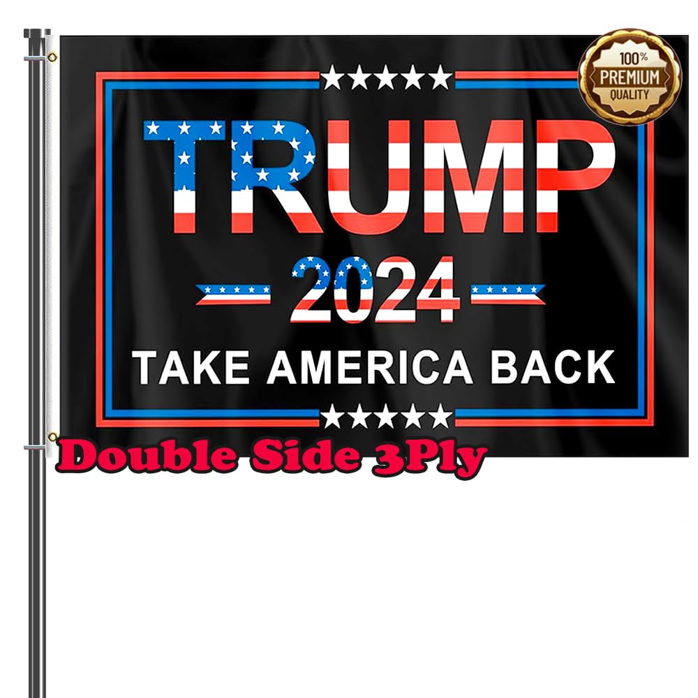 ERT Trump 2024 Flag Double Sided 3 Ply 3X5 Foot Take America Back Keep America Great Flag Donald Trump President Flags with Brass Grommets MAGA