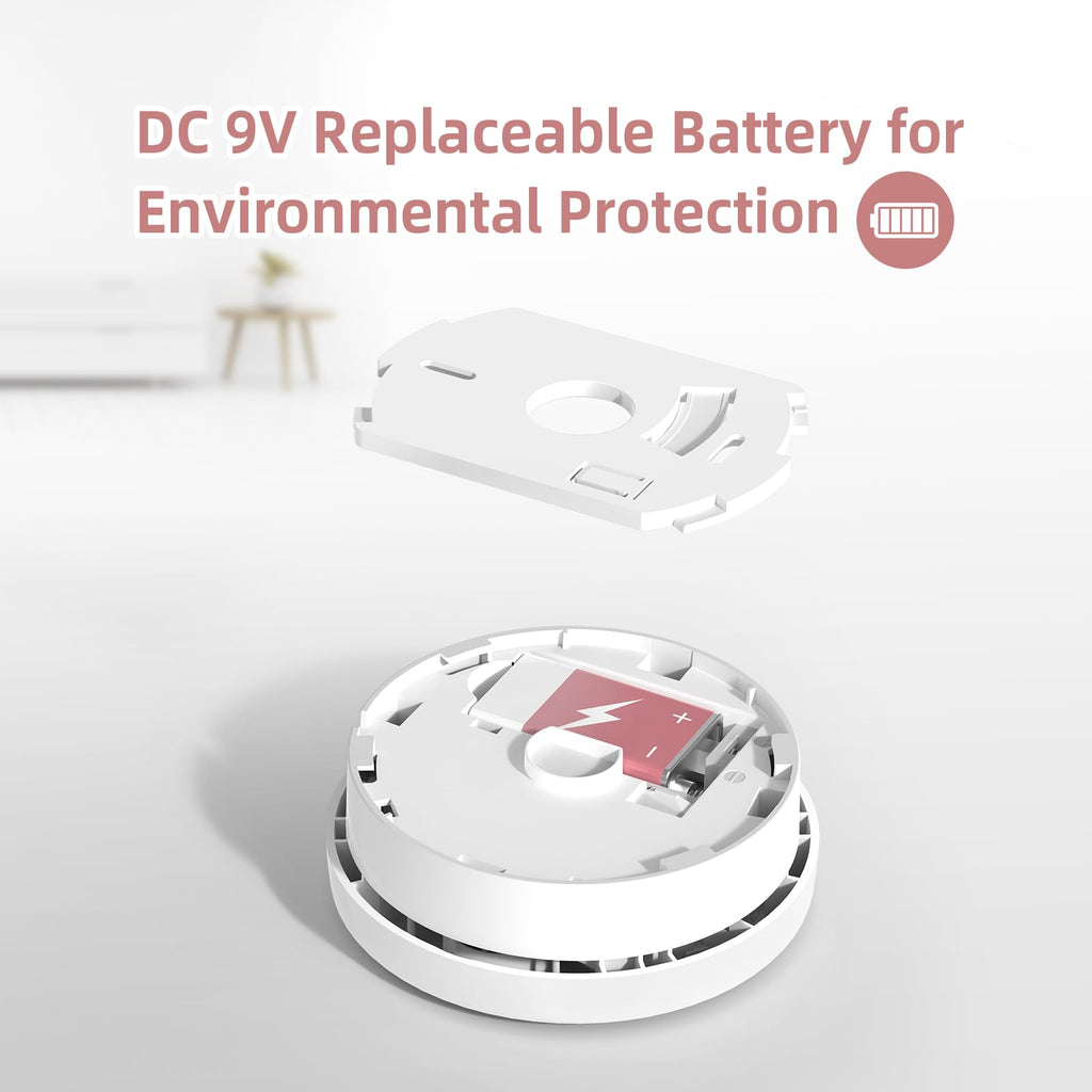 Fire Alarms Smoke Detectors, Smoke Alarm Battery Operated,Fire Alarm with Test Button & Low Battery Signal, Photoelectric Technology Fire Detectors for Bedroom and Home (6-Pack)