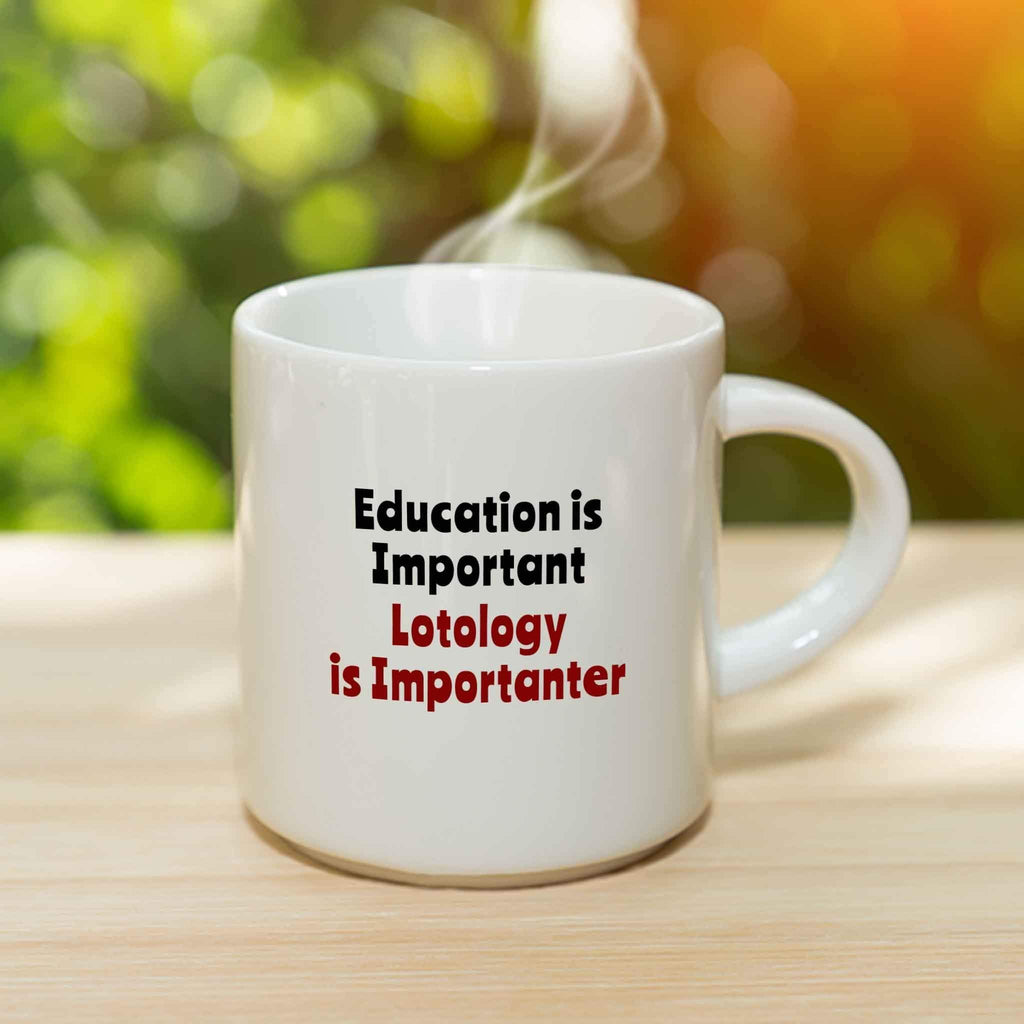 Bouncing Brick Designs Lotology is Importanter Coffee Mug - Funny Lotologist Lottery Ticket Collector Collecting Collectibles Gift, Ceramic Cup, Christmas/Birthday Present