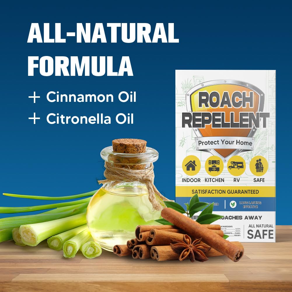 UDyoude Roach Repellent for Indoor Use, Cockroach for Kitchen, Keep Cockroaches Away from Cabinets/Storage Areas/Basement-8P