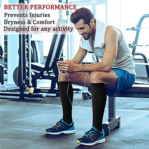 CHARMKING Compression Socks for Women & Men (8 Pairs) 15-20 mmHg Graduated Copper Support Socks are Best for Pregnant, Nurses - Boost Performance, Circulation, Knee High & Wide Calf (S/M, Multi 39)