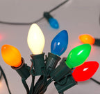 Couah Christmas Light Bulbs C7 Multi-Color Replacement Bulbs（25 Pack） C7 Ceramic Outdoor String Light Replacement Bulbs, C7/E12 Candelabra Base, 5 Watt