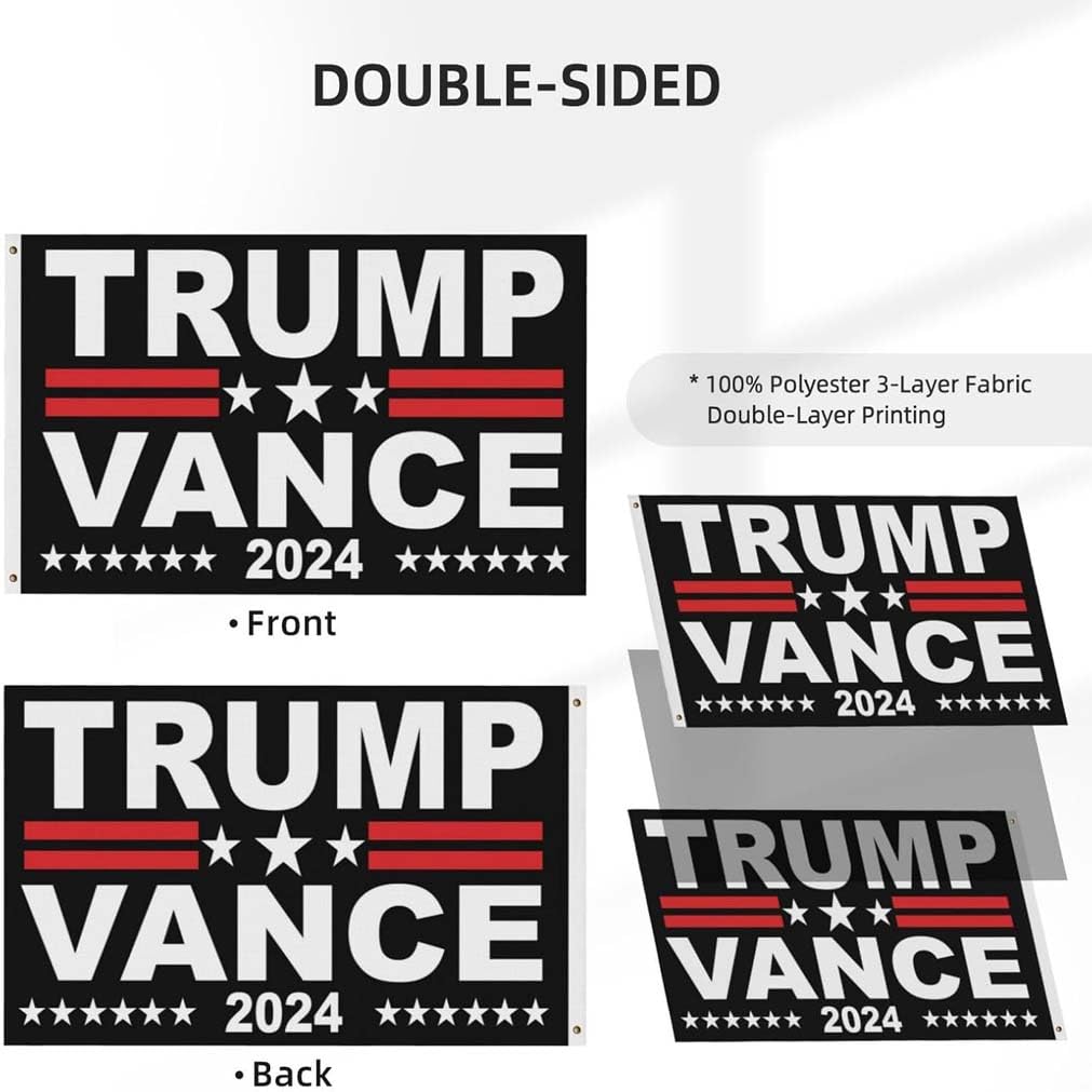 Trump Vance 2024 Flag 3x5 Donald Trump J.D. Vance 2024 America President Flags Made in USA Outdoor Double Sided 3 Ply Heavy Duty Banner with 2 Brass Grommets UV protection Fade Resistant for Indoor Outdoor Decor Gift
