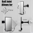 Shower Mirror for Shaving & Washing Your Face with a Squeegee - Built-in Two Razor Holder, 360°Rotation Adjustable Shaving Bathroom Mirror - Easy Install, Home Shower Accessory(Not Fogless)