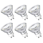 Lepro Non-Dimmable GU10 LED Light Bulbs, 5000K Daylight White GU10 Bulb Replacement for Recessed Track Lighting, 4W LED Bulbs with 100°Flood Beam for Kitchen, Range Hood, Living Room, Bedroom, 6 Pack
