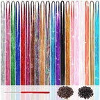 Hair Tinsel Kit (48 Inch, 20 Colors, 6000 Strands), Glitter Tinsel Hair Extensions with Tools - Fairy Hair Tinsel Heat Resistant Accessories for Women Girls Kids