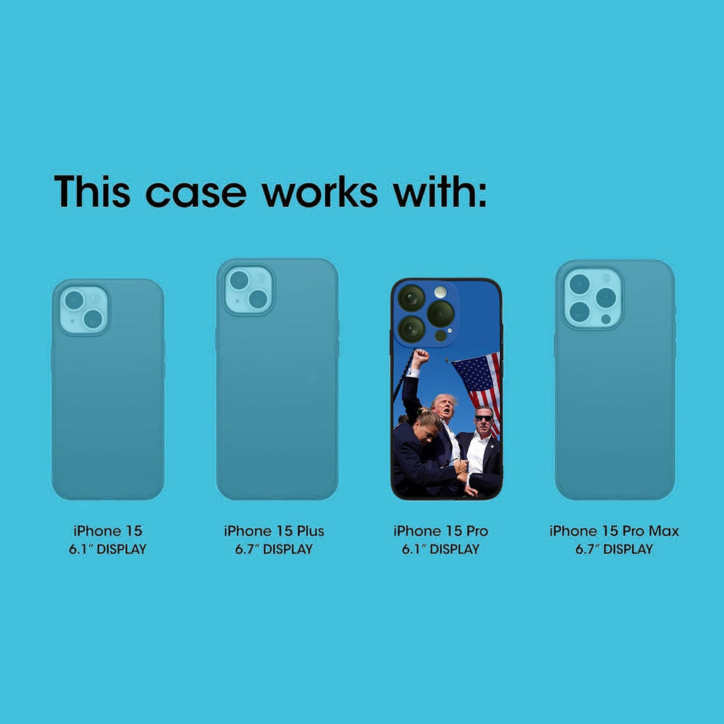 lekutas Trump Case for iPhone 15 Pro Case 6.1 inch, Shockproof Protective Cover Phone Case for iPhone 15 Pro, Upgraded Premium Silicone & Camera Protection Blue