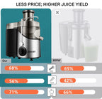 Juicer Machines, Juilist 3" Wide Mouth Juicer Extractor Max Power 800W, for Vegetable and Fruit with 3-Speed Setting, 400W Motor, Easy to Clean
