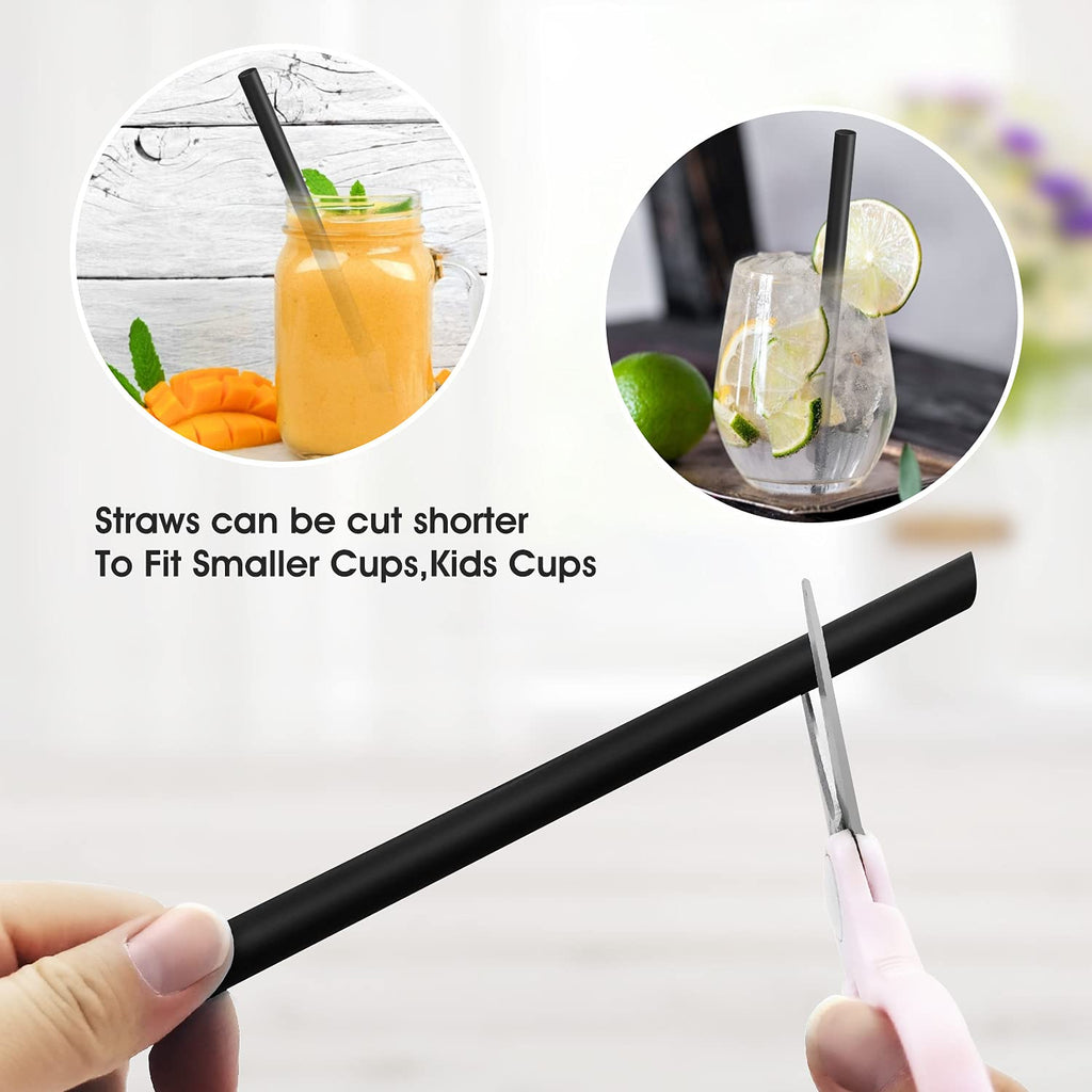 MYJIE 300 Pcs Black Boba Straws Jumbo Smoothie Straws,Individually Wrapped Plastic Disposable Wide-mouthed Large Straws(0.43" Wide X 9.45" Long)