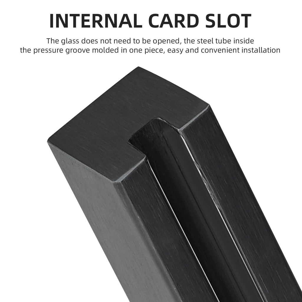 DOMART Black Glass Balustrade Post, 304 Stainless Steel Glass Railing Post for Steps, Balconies, Staircases, Decks, Patio Stairs, Pool Fence, Cannot Add Handrail Version (25.6 inch-End Post)