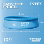 Intex 28120EH Easy Set Inflatable Swimming Pool: 10ft x 30in – Puncture-Resistant Material – Quick Inflation – 1018 Gallon Capacity – 23in Water Depth