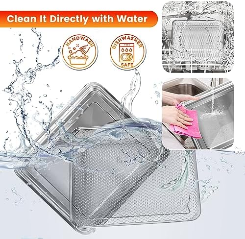 Air Fryer Tray Replacement for Cuisinart TOA-28 AFR-25 Toaster Air Fryer Convection Oven, 10.7 * 9.8'' Non-stick Mesh Air Fryer Steel Basket Wire Rack Accessories Parts, Dishwasher Safe