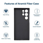 Sisyphy Aramid Fiber Case for Samsung Galaxy S24 Ultra 5G with Carbon Fiber Texture, Super Slim Protective Cover Skin, Soft Touch Sturdy Durable Case, Snap-on Back Cover Wireless Charging Friendly