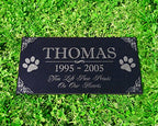 You Left Paw Prints on Our Hearts Pet Memorial Stones Personalized Headstone Grave Marker Absolute Black Granite Garden Plaque Engraved with Dog Cat Name Dates