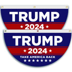 Lifesmells 2 Pcs Trump 2024 Half Fan Flags Trump Take America Back Half Fan Bunting Flags Voted for Trump Semi-Circular Flags With Brass Grommets Decoration for Outdoor Fence Decorations