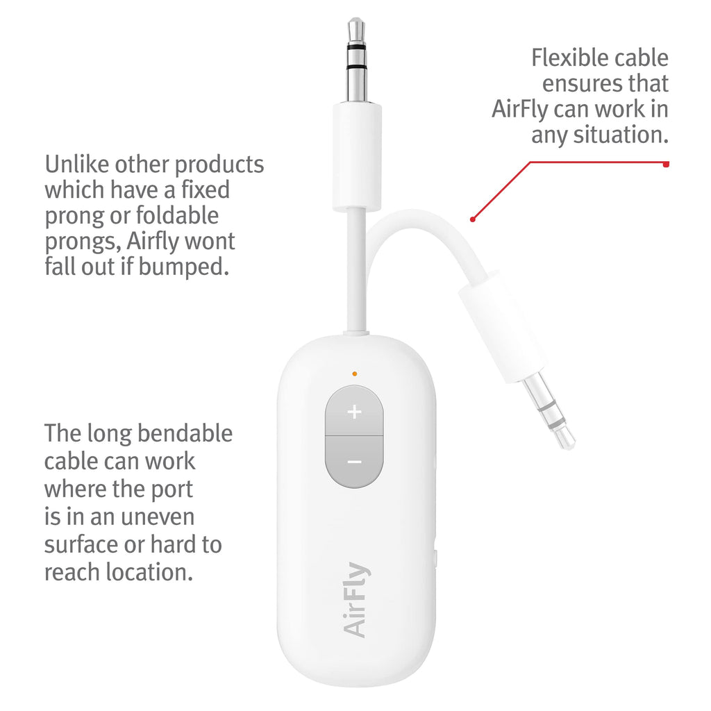 Twelve South AirFly SE | Bluetooth Wireless Transmitter/Adapter for AirPods/Wireless or Noise-Cancelling Headphones; use on Airplanes and Gym Equipment, 20+ hr Battery Life